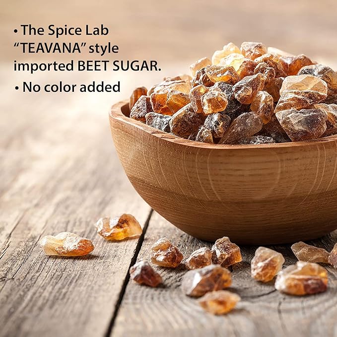 The Spice Lab Belgian Rock Sugar – Beet Sugar Crystals – Amber Sweetener For Tea & Coffee – Teavana - (10 Oz) - Natural Coarse Brown Sugar Alternative