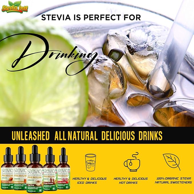 Stevia Intl - Holiday & Seasonal Special (Pack of 5). Premium Stevia Drops with 5 Flavors in Glass Bottles. 100% All-Natural Sweet, Non-Bitter, NON-GMO, Diabetic & Keto Friendly (1oz)