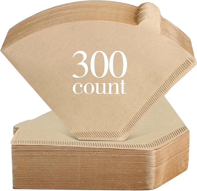 Niveaya Coffee Filters 300 Count, Cone Coffee Filter #4, Natural Paper Coffee Filter 8-12Cup (natural brown-300pcs, 04)