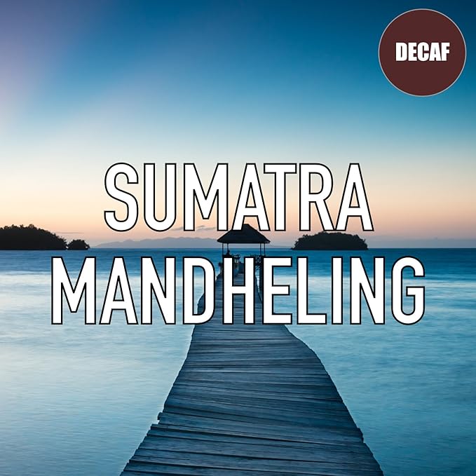 Sumatra Mandheling Decaf Coffee Beans, Whole Bean, Medium Roast, Swiss Water Processed, Rainforest Certified, Fresh Roasted, 16-ounce
