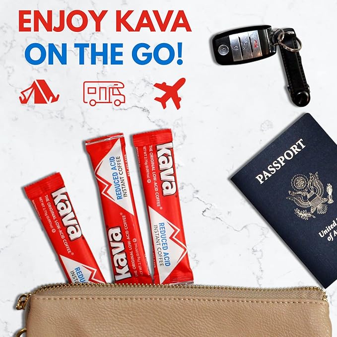 Kava Low Acid Instant Coffee Single Serve Stick Packets, 20 Count