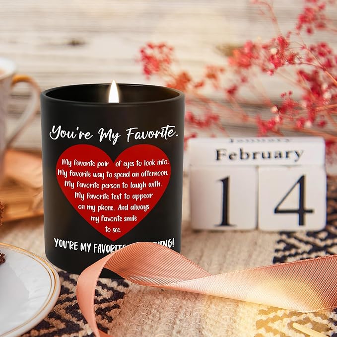 OASSIE Christmas Couple Gifts for Boyfriend Girlfriend - You're My Favorite Vanilla Lavender Candle 10 oz - Wedding Anniversary Couple Candle, Romantic Love Birthday Gifts for Him Her Husband Wife