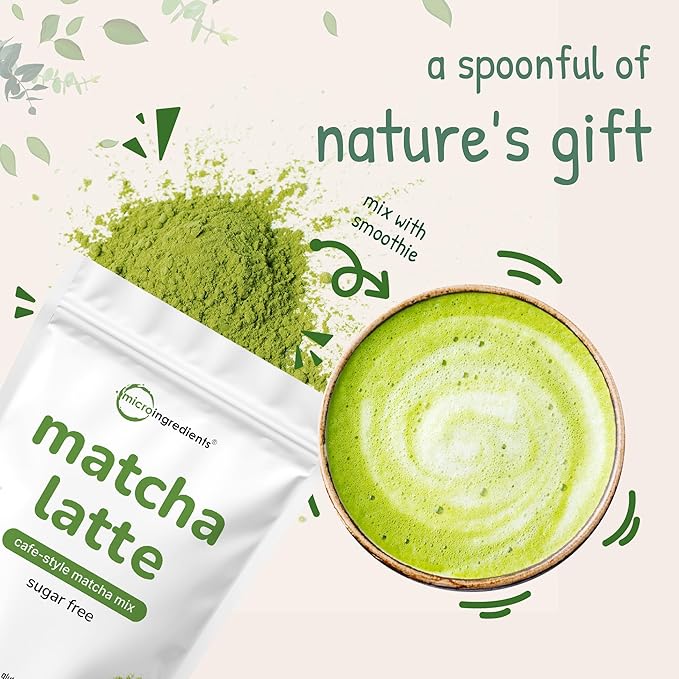 Matcha Latte Powder, 2lbs | Sugar Free Café Style Drink Mix | Sweetened Instant Matcha for Tea, Smoothies, & Iced or Hot Drinks | Natural Caffeine | Non-GMO, Dairy Free