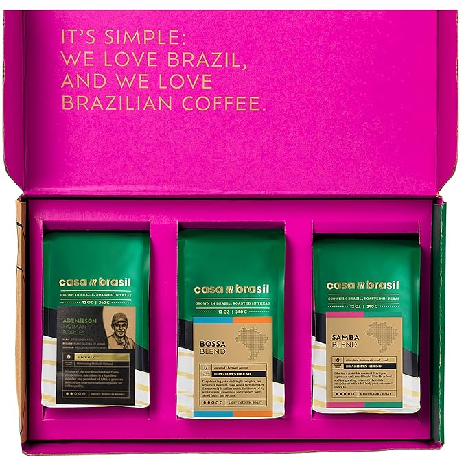Explore Brazil Coffee Sampler | Gourmet Coffee Gift Basket | Whole Bean Coffee | 3 Piece Variety Set
