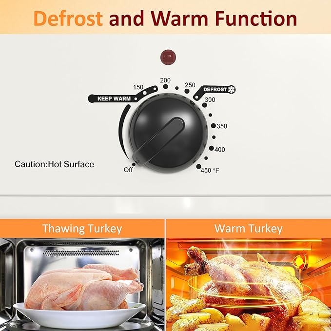 Sunvivi Electric Roaster,20 Quart Roasting Oven with Self-Basting Lid Removable Pan,Turkey Roaster Oven with 150 to 450F Temperature Control Cool-Touch Handles,White