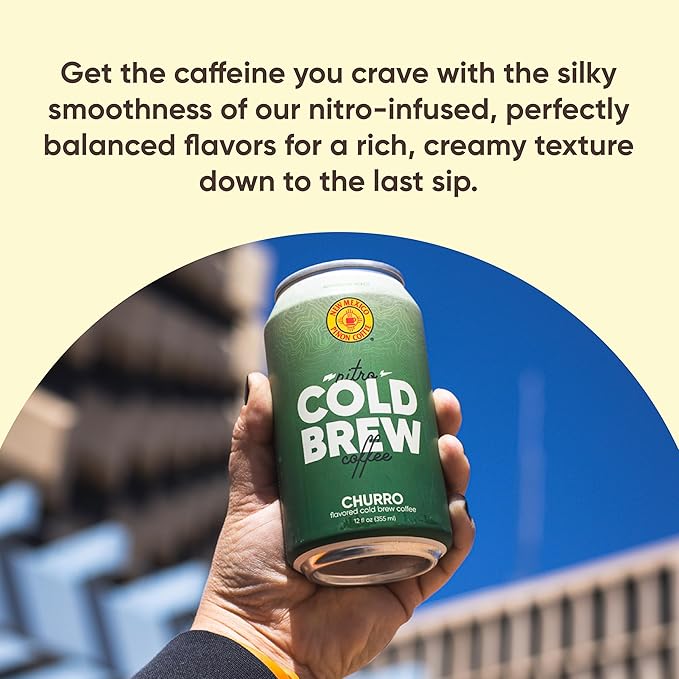 New Mexico Piñon Nitro Cold Brew Coffee Drinks - Smooth Cinnamon Kick, High Energy Nitrogen Infused Churro Black Coffee Cans 12oz - Natural Flavor Zero Sugar & Dairy Free - 12 Pack