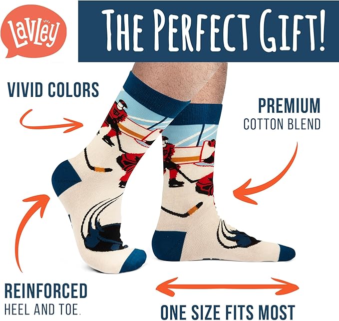 Lavley Funny Socks for Sports Fans and Players - Cool Novelty Gifts for Men, Women, & Teens