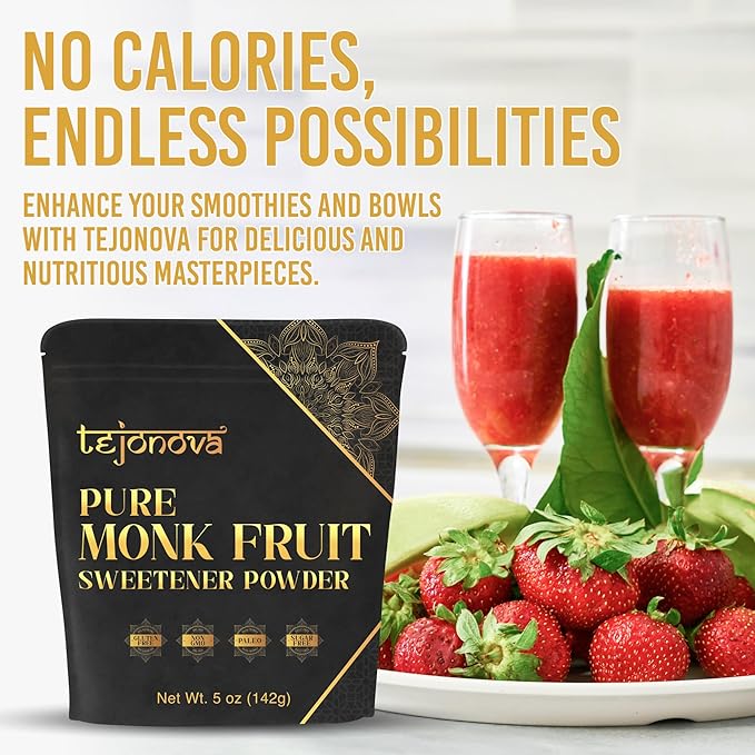 tejonova Monk Fruit Sweetener, 5 oz, Monk Fruit Extract Powder, Monkfruit Sweetener Pure Flavor, Monk Fruit Sweetener No Erythritol, Ideal Monkfruit Sweetner and Keto Sugar Substitute, 460 Servings