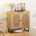 Giantex Rattan Sideboard Buffet Cabinet with Storage, Boho Sideboard with Doors & Adjustable Shelf, Small Accent Buffet Storage Cabinet with Metal Legs for Kitchen, Living Room, Entryway, Natural