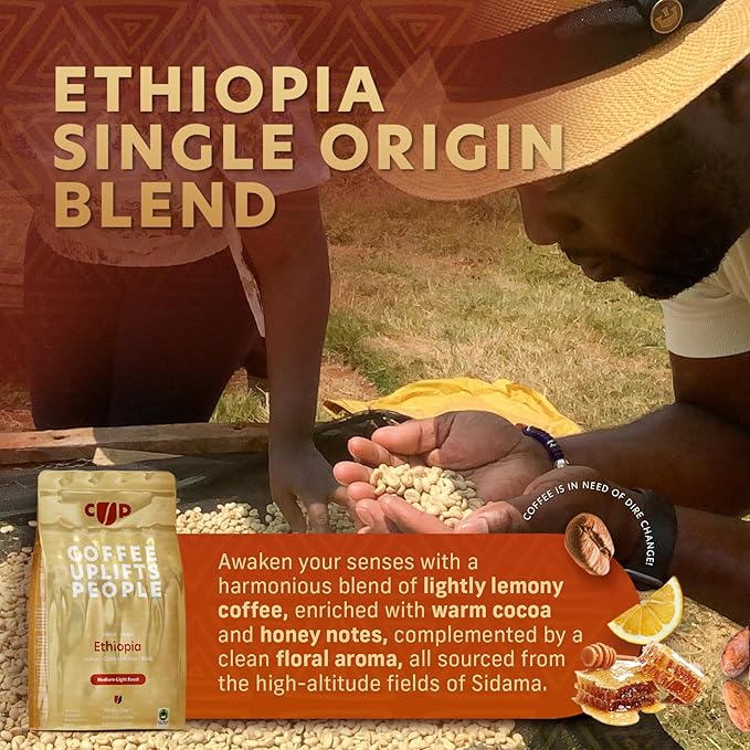 Coffee Uplifts People Ethiopia Whole Bean Coffee, 12 OZ