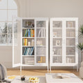 Metal Storage Cabinet,72H Display Cabinets with 2 Mesh Door,Pantry Organizers and Storage,Display Shelves for Collectibles,Storage Cabinet for Home, Office, Bookcase(White)