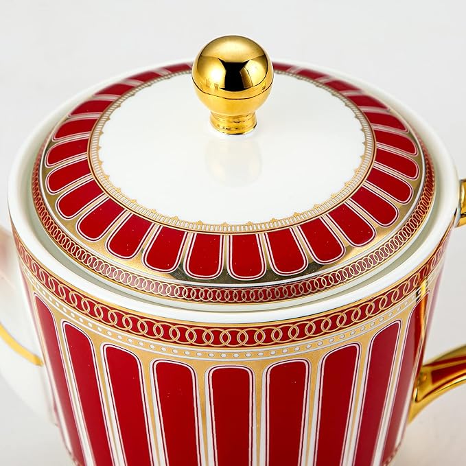 CWLWGO- Royal Teapot,European style Ceramic Tea Pot, Blooming & Loose Leaf Teapot - 24 Ounce,Not included Removable Stainless Steel Infuser.…
