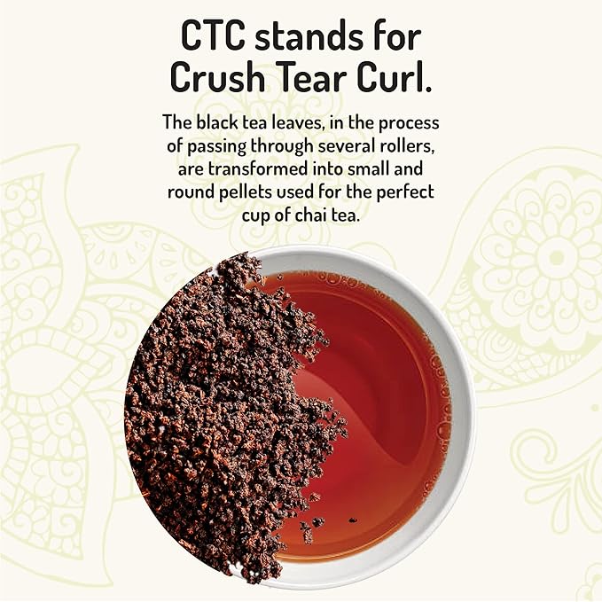 Tea India CTC Assam Loose Leaf Black Tea Strong, Full-Bodied Flavorful Blend Of Premium Black Tea Made with Natural Ingredients Traditional Indian Tea Caffeinated Iced Tea Breakfast Tea (32 Ounce)