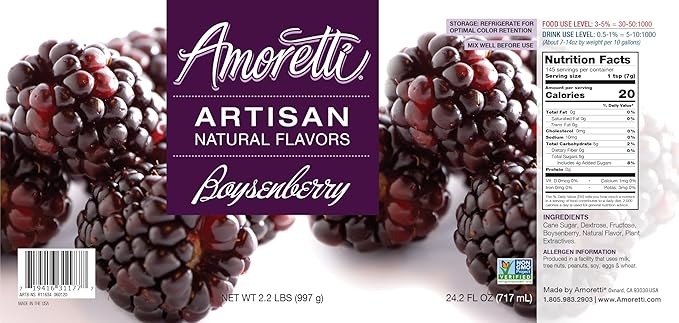 Amoretti - Natural Boysenberry Artisan Flavor Paste, 8 oz, Perfect For Ice Cream, Beverages, Cakes, and more, Preservative Free, Vegan, Gluten Free, No Artificial Sweeteners, Highly Concentrated