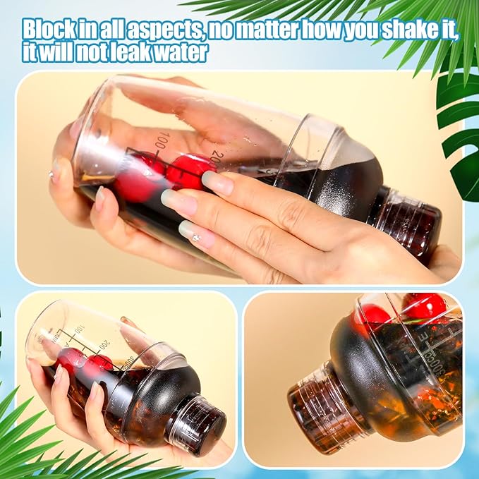Lallisa 12 Pcs Plastic Cocktail Shaker Drink Mixer with Scales and Strainer Top Clear Shaker Cup with Measurement Plastic Bar Mixing Tool for Tea Coffee Bubble Tea Milk(350cc/ 12 oz and 700 Cc/ 24 oz)