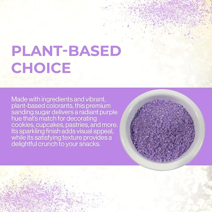 Ultimate Baker - Sanding Sugar, Purple - Vibrant, Naturally Colored Baking & Decorating Sugar, Perfect for Sprinkling on Cakes, Desserts & Ice Cream, Medium Crystal - 16oz