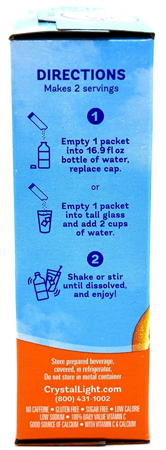 Crystal Light On The Go Packets, Classic Orange With Vitamin C and Calcium, 10 CT