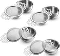 Hotop 4 Pieces Empress Tea Strainers with Drip Bowls, Mesh Tea Infuser Stainless Steel Loose Leaf Residue Filter with Handles for Better Residue Experience, Silver