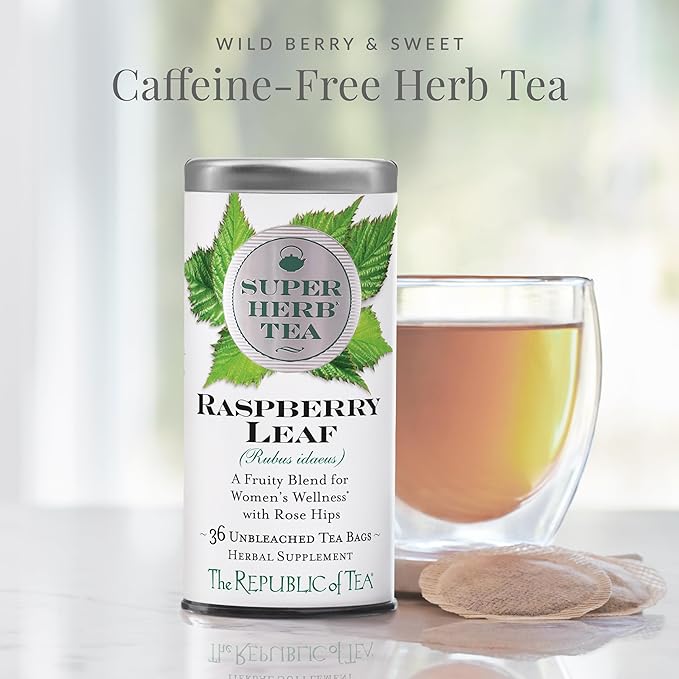 The Republic of Tea — Raspberry Leaf SuperHerb Tea Tin, 36 Herbal Tea Bags, Naturally Caffeine-Free