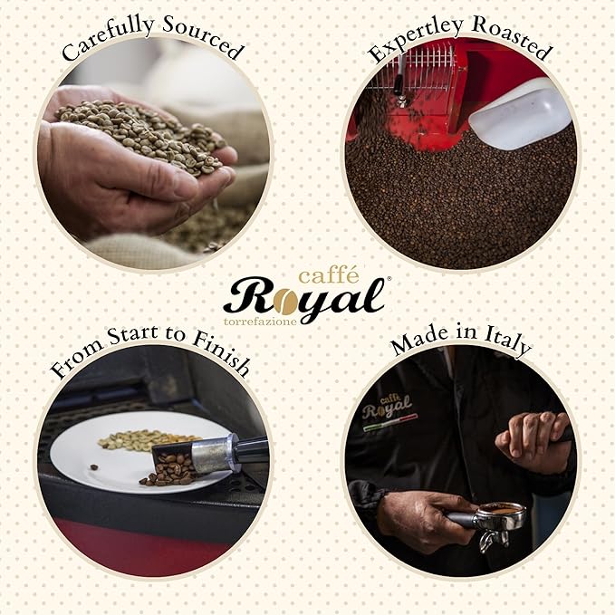 Royal Caffé Italian Coffee Beans – Crema, Medium Dark Roast, 50% Arabica Robusta Blend, Hazelnut Notes, Whole Bean, Freshly Roasted Gourmet Coffee, 2.2 Pounds (1000 Grams), Made in Italy