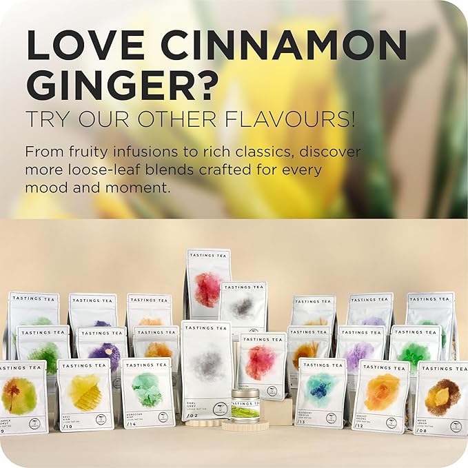 Tastings Tea Cinnamon Ginger Blend - 4.45oz Loose Leaf | Winter Warming | Bold Spice | Perfect Stocking Filler