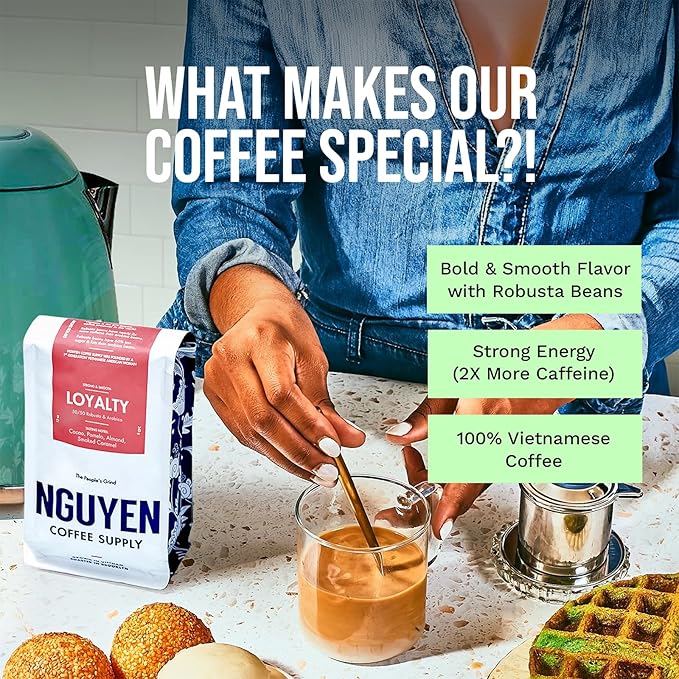 Nguyen Coffee Supply - Loyalty Signature Robusta & Arabica Blend: Medium Roast Premium Ground Coffee Beans, Vietnamese Single Origin, Direct Trade, Roasted in Brooklyn [12 oz Bag]