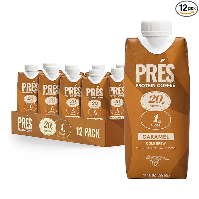 Protein Coffee - High Protein - Real Cold Brew - 20g Protein - 1g Sugar - 100 Calories - No Added Sugar - Coffee - Protein - 11 FL OZ - 12 Pack (Caramel)
