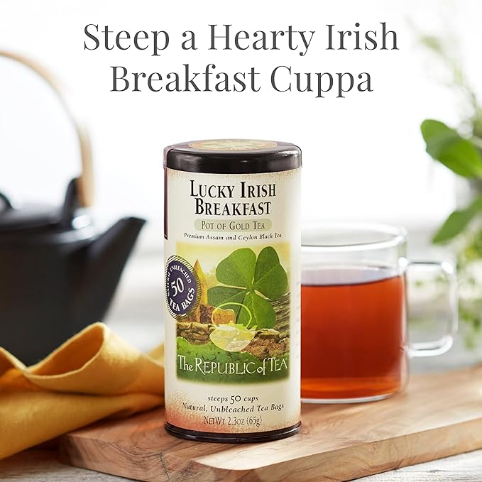 The Republic of Tea – Lucky Irish Breakfast Black Tea Bags, Naturally Caffeinated, 50 Servings
