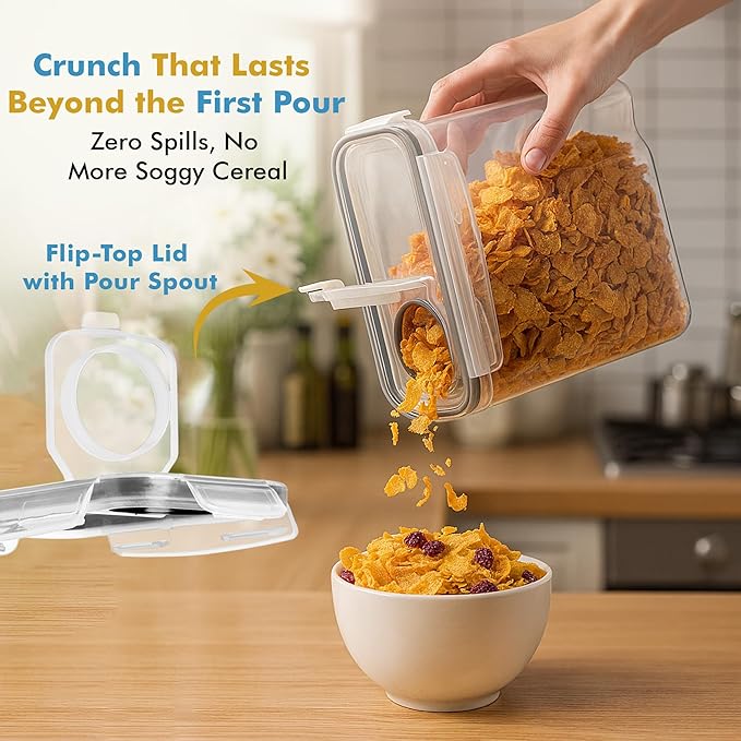 Shazo 2 Pack (15.4 Oz Cereal Capacity) Small Airtight Cereal Containers Storage with Lids, Perfect Space Saving BPA-Free Plastic Container, Pantry Organization and Canister for Rice, Sugar & Flour