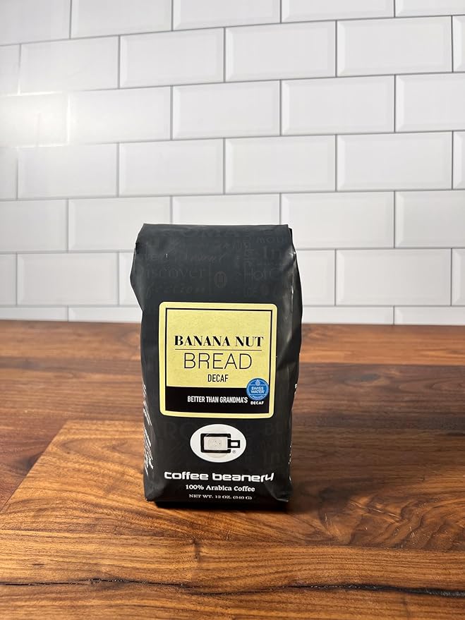 Banana Nut Bread Flavored Coffee SWP Decaf, Specialty Arabica Coffee, Medium Roast, 12 ounce, Whole Bean