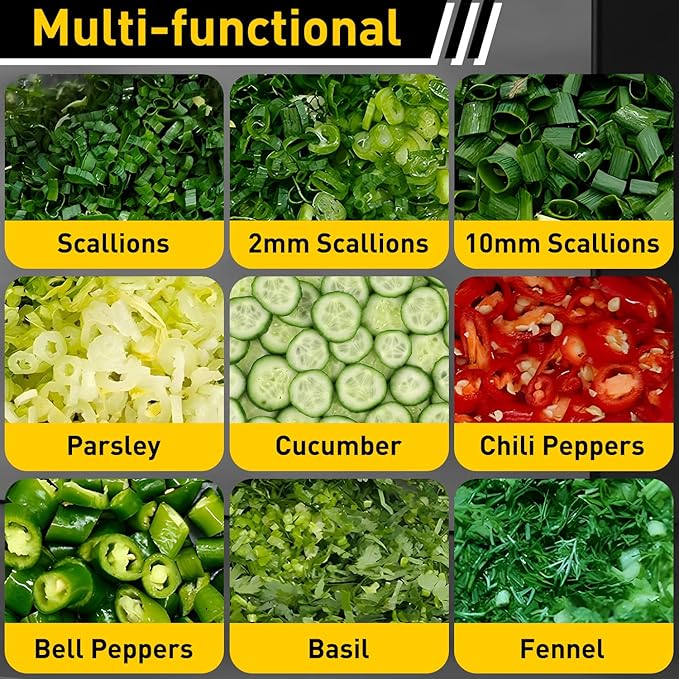 200W Commercial Electric Vegetable Cutter, Automatic Scallion Chopper, 400lb/h with Conveyor Belt, 1-35mm Thickness Adjustable, Commercial Kitchen Herb Chopper 110v
