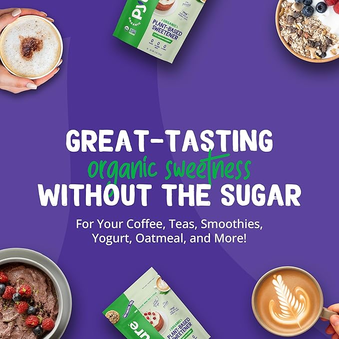 Pyure Organic Plant-Based Sweetener | 1:1 Sugar Replacement | Made with Allulose, Monk Fruit & Stevia | No Erythritol | Keto, Diabetic & Vegan Friendly | USDA Organic, Non-GMO | 9 oz