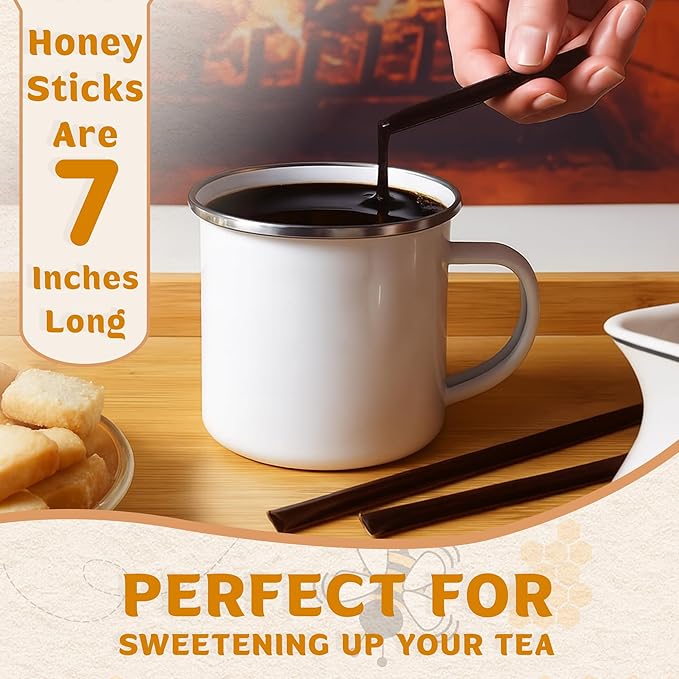 ETS Honey Sticks Caramel Flavor 20 Count – Natural Honey Straws for Tea Coffee Snacks and Baking – Convenient Individual Packets – Sweet Treat for Lunchboxes Travel and Gifting