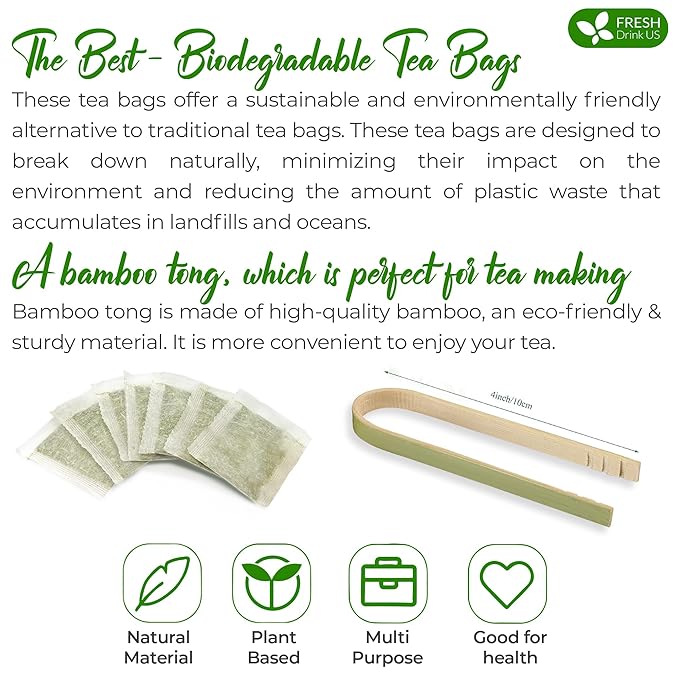 FreshDrinkUS, 60 Premium Soursop Graviola Fruit Tea Bags, 100% Natural and Pure from Soursop Fruits, Made With Natural Materials-Corn Fiber Tea Bag, Sugar/Caffeine/Gluten Free, Hoja Guanabana Tea