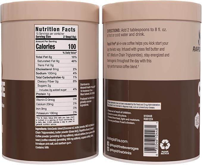 Rapid Fire Instant Coffee with MCT Oil & Grass-Fed Butter – Energy, Focus & Metabolism Support – Low Sugar Functional Coffee Mix – Keto & Low-Carb Friendly – Original Medium Roast, 15 Servings