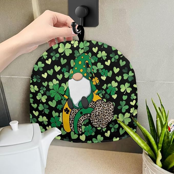 Gnomes Teapot Insulation Cover Lucky Leaf Tea Kettle Cover for Woman Keep Warm Kettle Kitchen Dust Cover Water-Resistant Teapot Cover