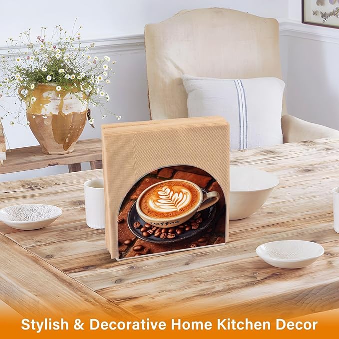 Cup Of Coffee Napkin Holder for Tables, Kitchen Acrylic Paper Napkin Holders Freestanding Tissue Dispenser Paper for Indoor Outdoor Decor