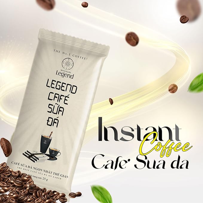 TRUNG NGUYEN LEGEND CAFE SUA DA Premium Instant Coffee for Energy Boost by NANO+ Technology, Non-Dairy Creamer, Coffee Mix - Strong and Pure Vietnamese Instant Coffee (9 Packets/Box)