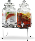 Style Setter Canyon Glass Beverage Dispenser with Stand Set of 2-1.3 Gallon Drink Dispenser with Stand & Spigot - Leak-Proof Lemonade Dispenser - Punch Dispenser for Parties, Weddings, Birthdays
