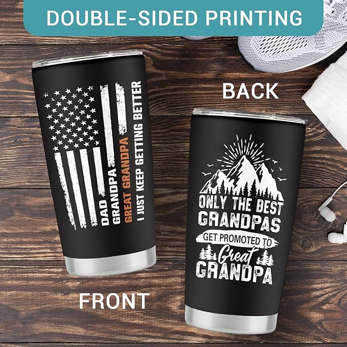 Great Grandpa Gifts, Christmas Gifts for Great Grandpa, Great Grandfather Gift from Grandkids, Promoted to Great Grandfather Gift, 20 oz Stainless Steel Tumbler