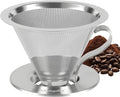 Mongdio Pour Over Coffee Dripper, Stainless Steel Coffee Dripper, Reusable Metal Coffee Filter, Double-Mesh Design, Clever Dripper with Handle, For Home, 1-4 Cups