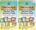 Twinings Herbal Tea Variety Pack, 20 Count (Pack of 2), Formerly Assorted Herbal, Includes 5 Flavours, Naturally Caffeine-Free, Enjoy Hot or Iced, 20 Teabags
