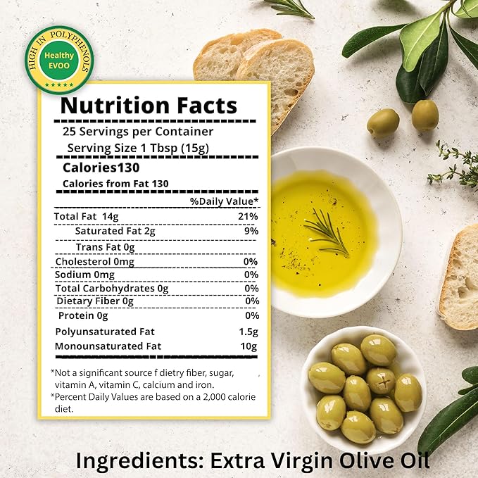 M.G. Pappas Extra Virgin Olive Oil, High Polyphenol EVOO - Cold Pressed & Unfiltered Greek Olive Oil - Over 500mg/kg Polyphenols with High Hydroxytyrosol - Award-Winning Organic Quality - 12.7oz (375ml) Bottle