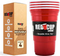 Red Cup Living 32Oz Tumbler, Insulated Reusable Plastic Drinking Glasses, Summer Cup, Beer Stein, Travel Coffee Tumbler for Hot & Cold Drinks, Water Container Kitchen Cup, Party Essentials Pack of 4