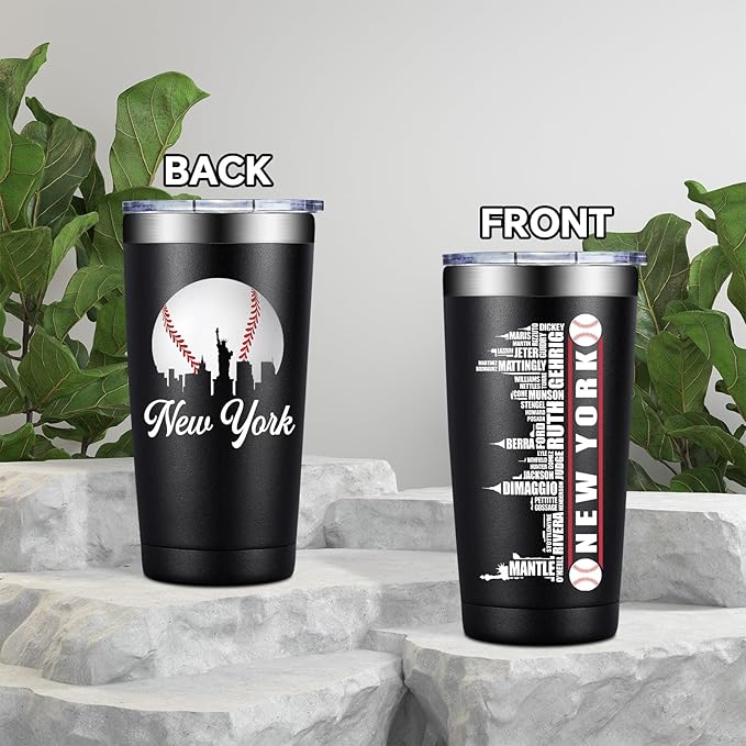 BIRGILT Legends New York Baseball City Skyline Gifts - Baseball Gifts for Men, Christmas, Father's Day, Birthday Gifts for Fans - Tumbler Cup 20oz