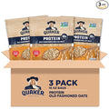 Quaker Protein Old Fashioned Rolled Oats, 10g Protein per Serving, Whole Grains, No Preservatives, No Artificial Flavors, 16 oz Bag (Pack of 3)