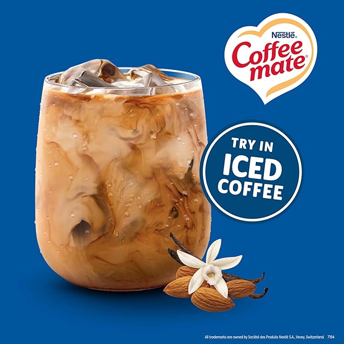Nestle Coffee mate Coffee Creamer, Almond Milk, Liquid Creamer Singles, Plant-Based, Non Dairy, No Refrigeration, 0.375 fl oz Tubs (Pack of 200)