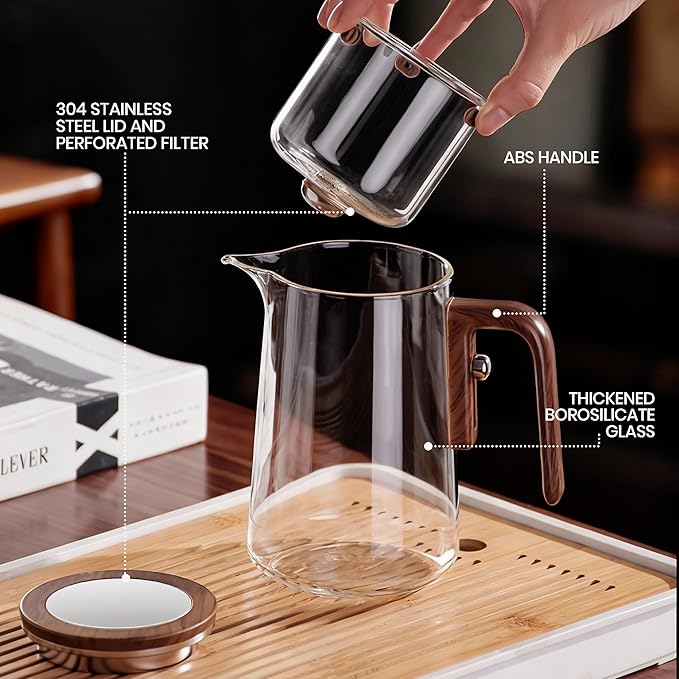 MACTANO Enchant Tea Pot, Magic Witchcraft Enchanted Long Spout Glass Teapot with Strainer -800ML