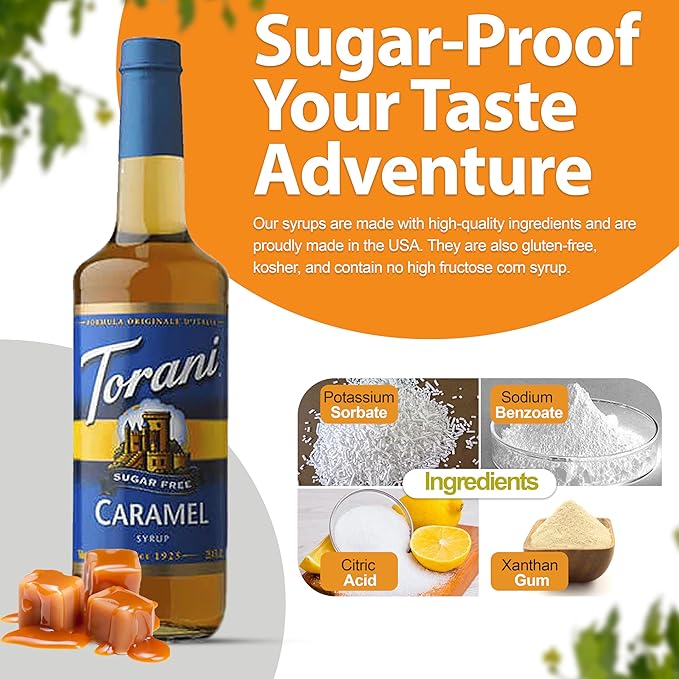 Coffee Syrup Variety Pack - Sugar Free Caramel & Vanilla Syrups for Coffee with 2 Jimoco Syrup Pump Dispenser Compatible with 25.4 Ounces Syrup Bottle - Flavoring For Coffe, Soda, Frappes, Lattes