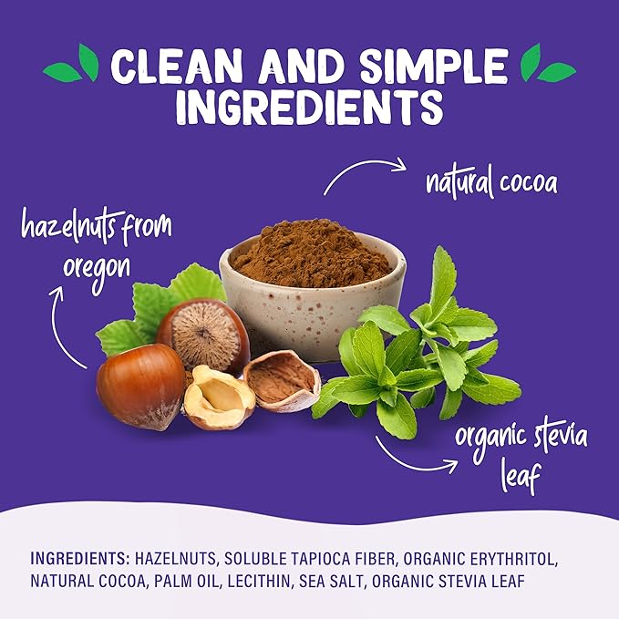 Pyure Keto Hazelnut Chocolate Spread | Sugar-Free, Low Carb, Vegan Nutella Alternative | 2g Net Carbs, Gluten-Free, Peanut-Free, Plant-Based, Non-GMO, Keto Snack, Vegan Sweets | 13 oz Jar